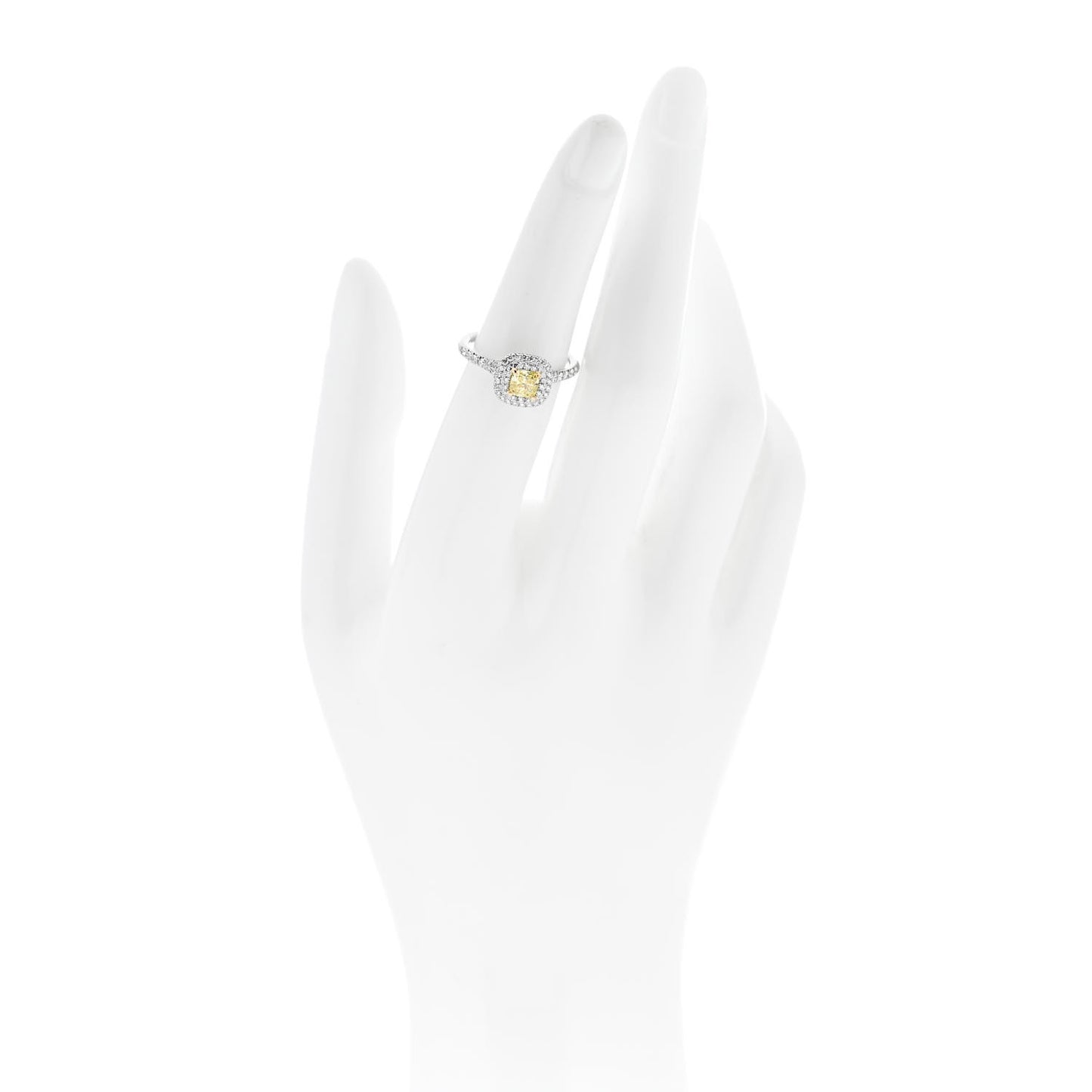 Platinum 18K Yellow Gold Fancy Yellow Diamond .47ct Soleste Engagement Ring 50 5.25