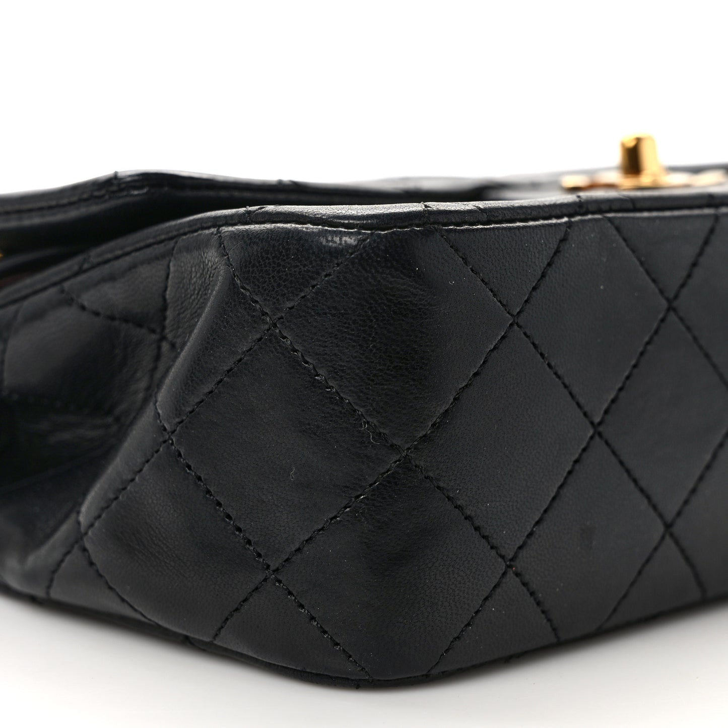 Lambskin Quilted Small Double Flap Black