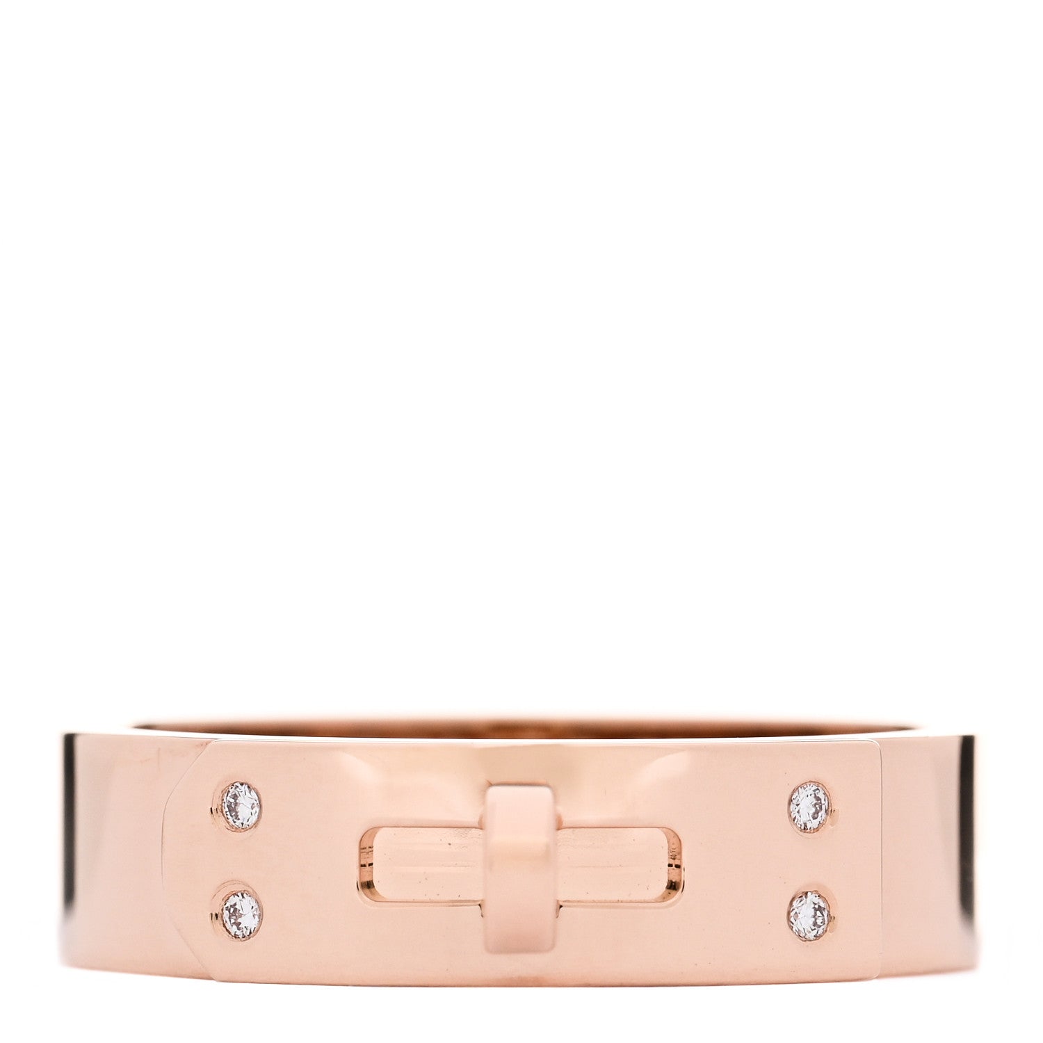 Hermes 18K Rose Gold Diamond PM Kelly Ring 53 6.25 1 of 5