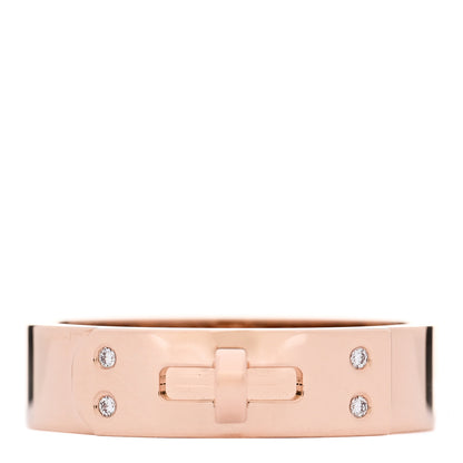 Hermes 18K Rose Gold Diamond PM Kelly Ring 53 6.25 1 of 5