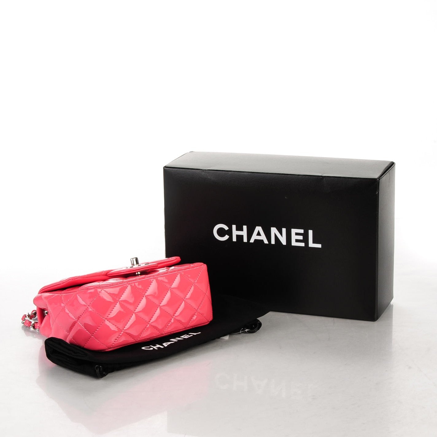 Patent Quilted Mini Square Flap Pink