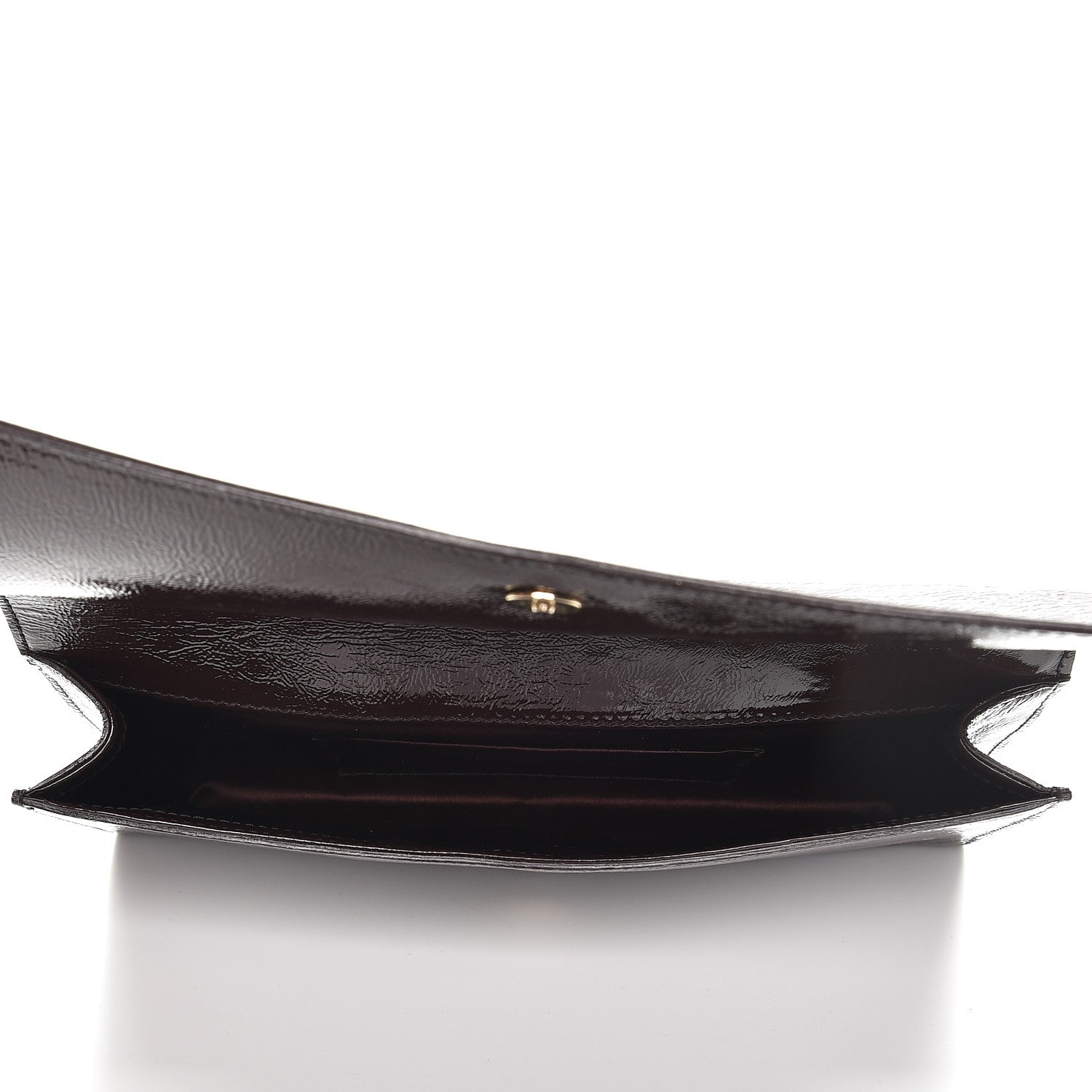 Saint Laurent Textured Patent Large Belle de Jour Clutch Brown 5 of 6