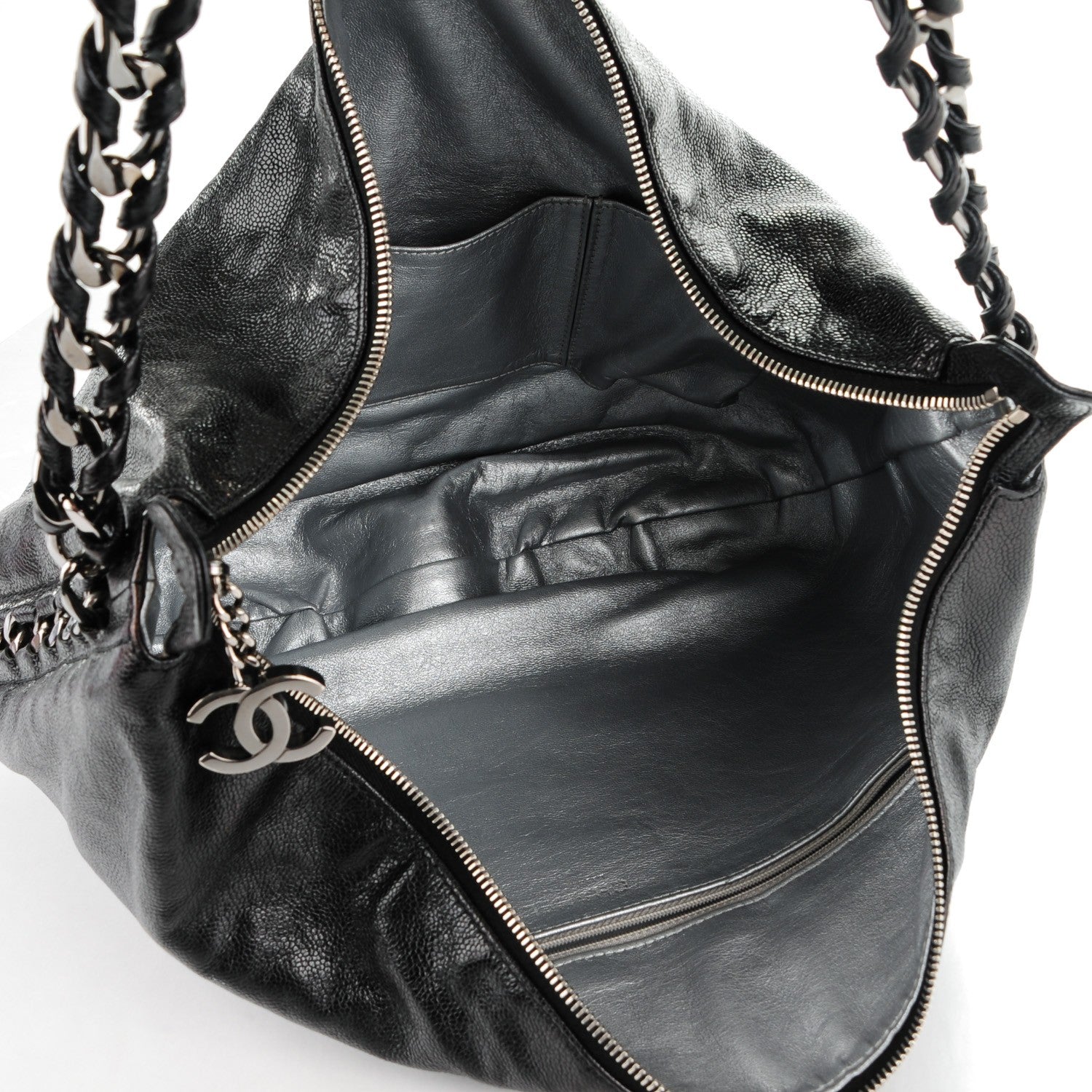 Chanel Glazed Caviar Modern Chain Hobo Black 5 of 7