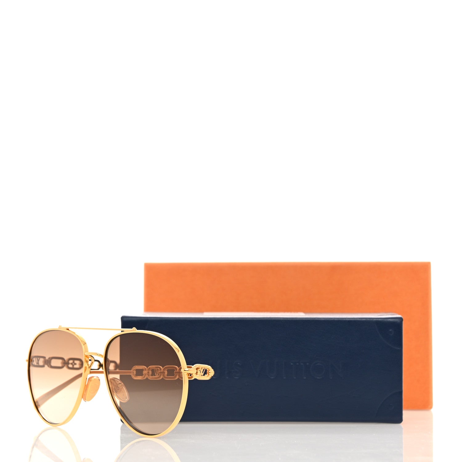 Louis Vuitton Metal My LV Chain Pilot Sunglasses Z1539W Gold 8 of 8