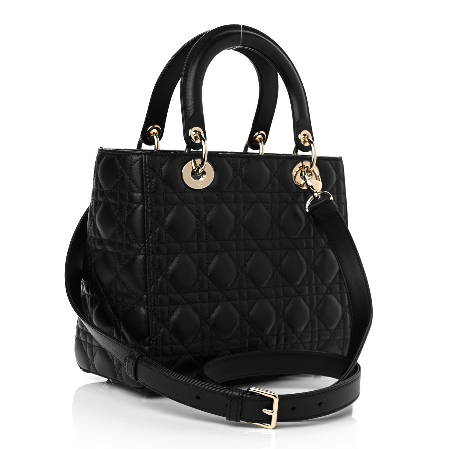 Christian Dior Lambskin Cannage Medium Lady Dior Black 3 of 10