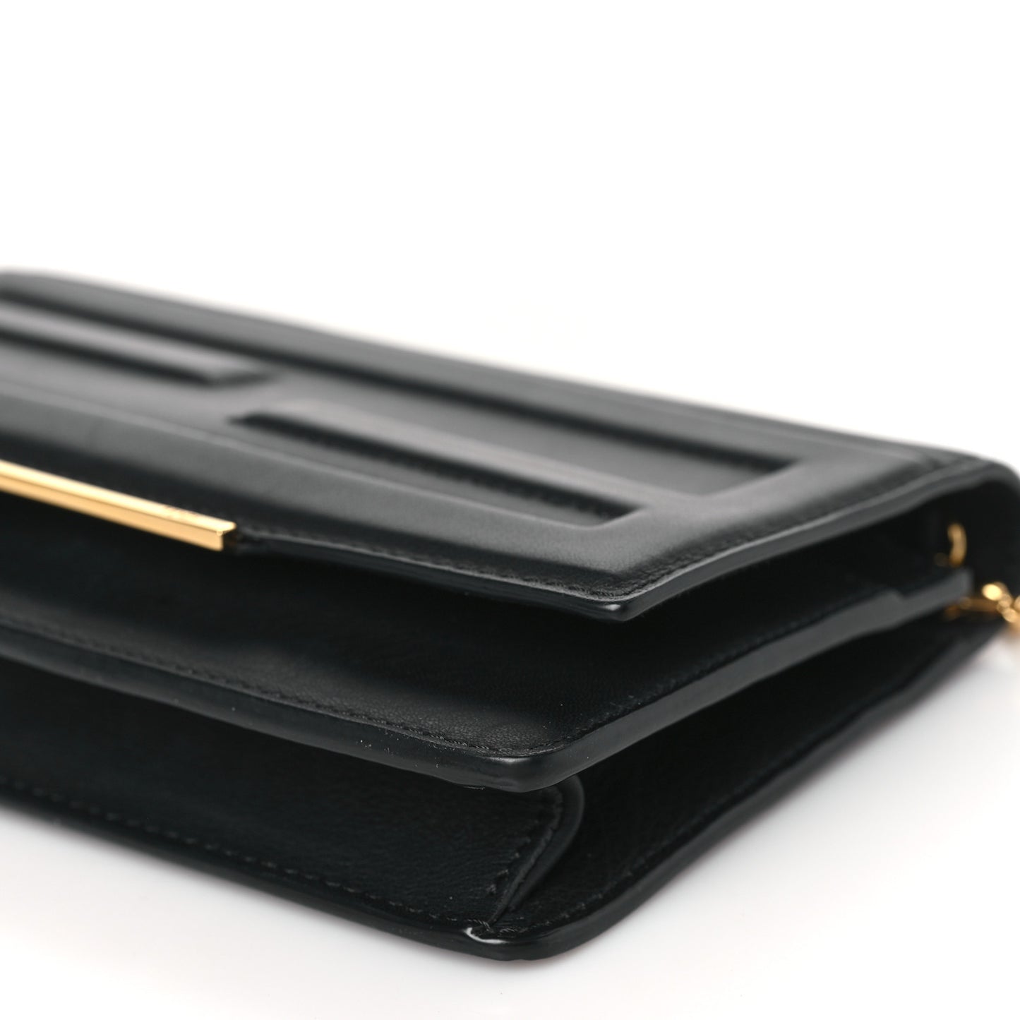Vitello Flamingo Tube Wallet on Chain Black