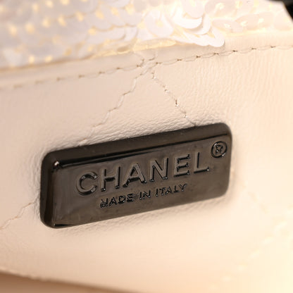 Chanel Sequin Logo Shopping Tote White Black 7 of 11