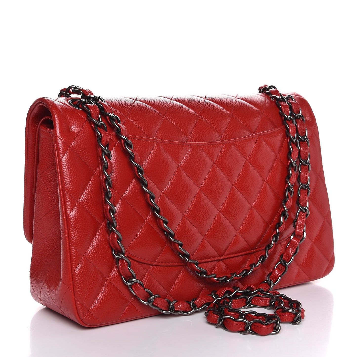 Caviar Quilted Jumbo Double Flap Red