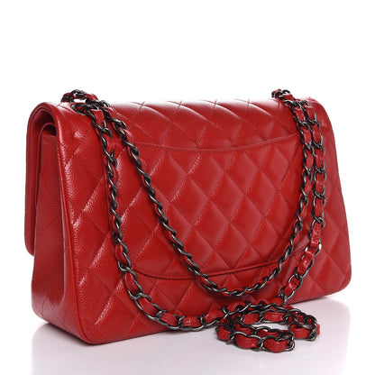 Chanel Caviar Quilted Jumbo Double Flap Red 4 of 9