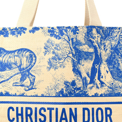 Christian Dior Straw Dioriviera Tote Blue 6 of 10