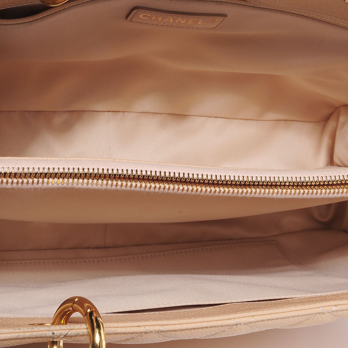 Caviar Quilted Grand Shopping Tote GST Beige