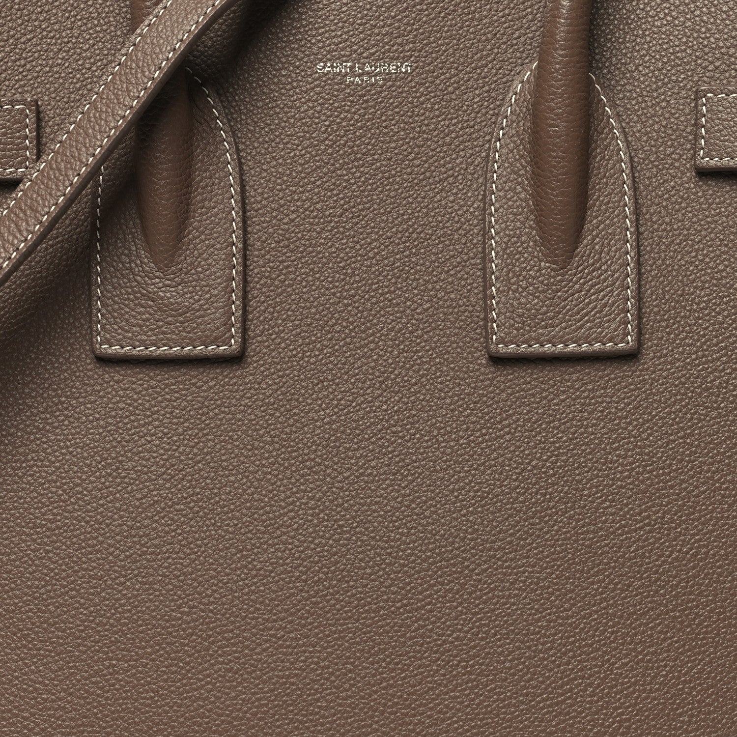 Saint Laurent Grained Calfskin Topstitch Small Classic Sac De Jour Taupe 9 of 22