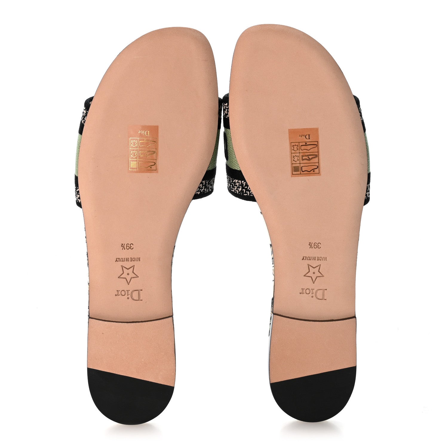 Christian Dior Canvas Embroidered Butterfly Dway Mules Slide Sandals 39.5 Green 6 of 10