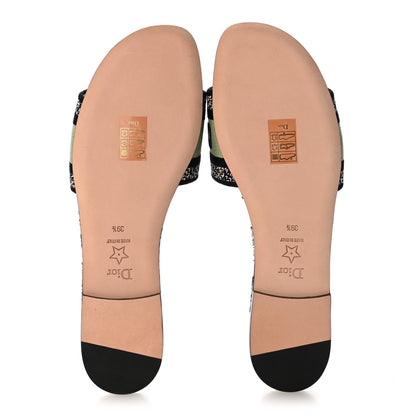 Christian Dior Canvas Embroidered Butterfly Dway Mules Slide Sandals 39.5 Green 6 of 10
