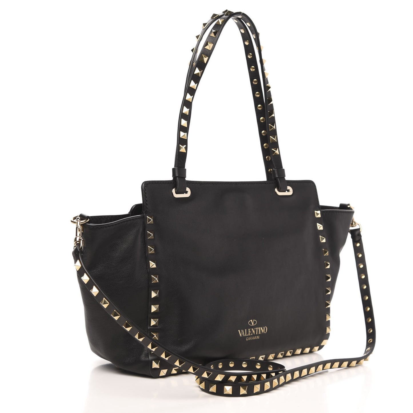 Vitello Small Rockstud Tote Black