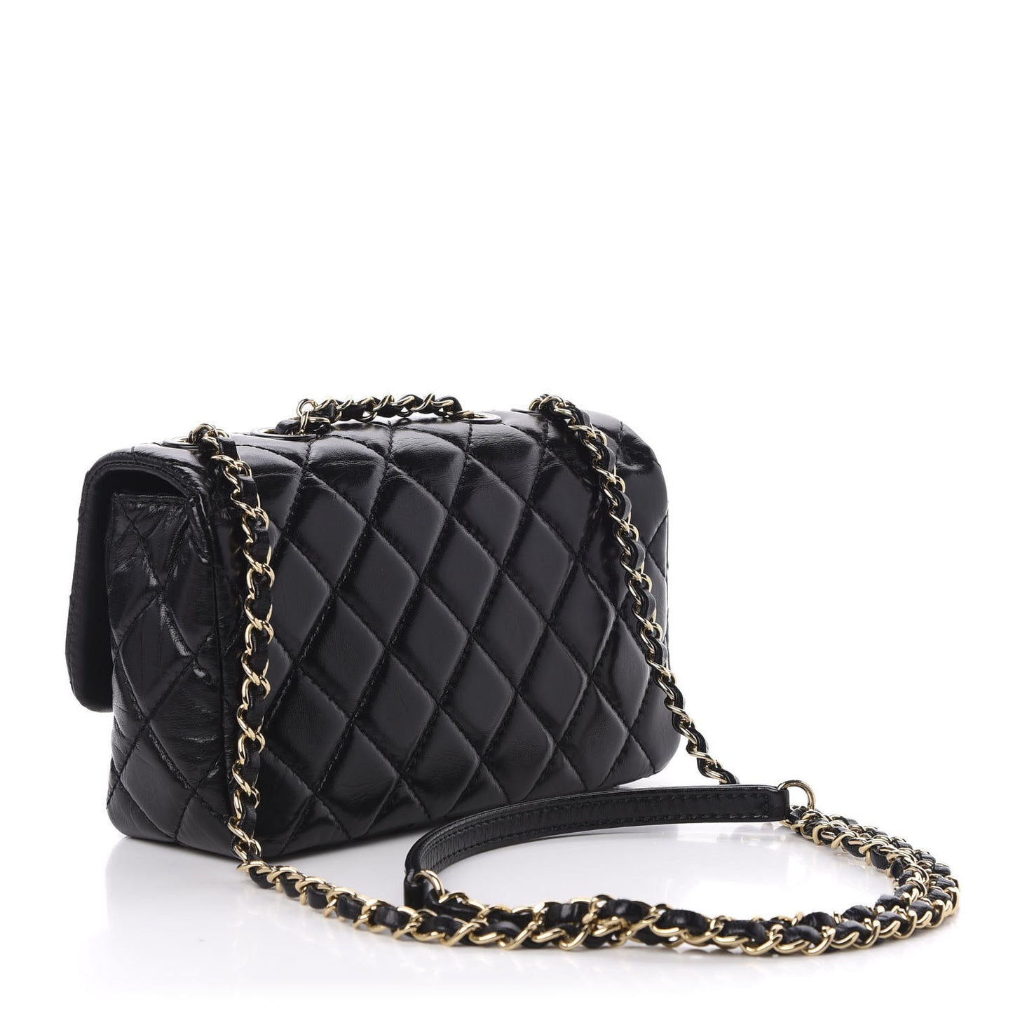 Shiny Lambskin Quilted Small Montcoco Flap Black