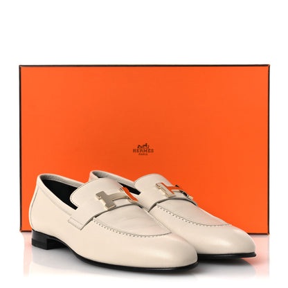 Hermes Goatskin Womens Paris Loafers 37.5 Beige Glaise 11 of 11