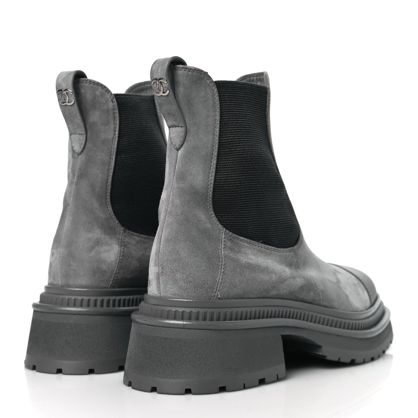 Suede Lambskin Cap Toe Ankle Boots 36.5 Grey