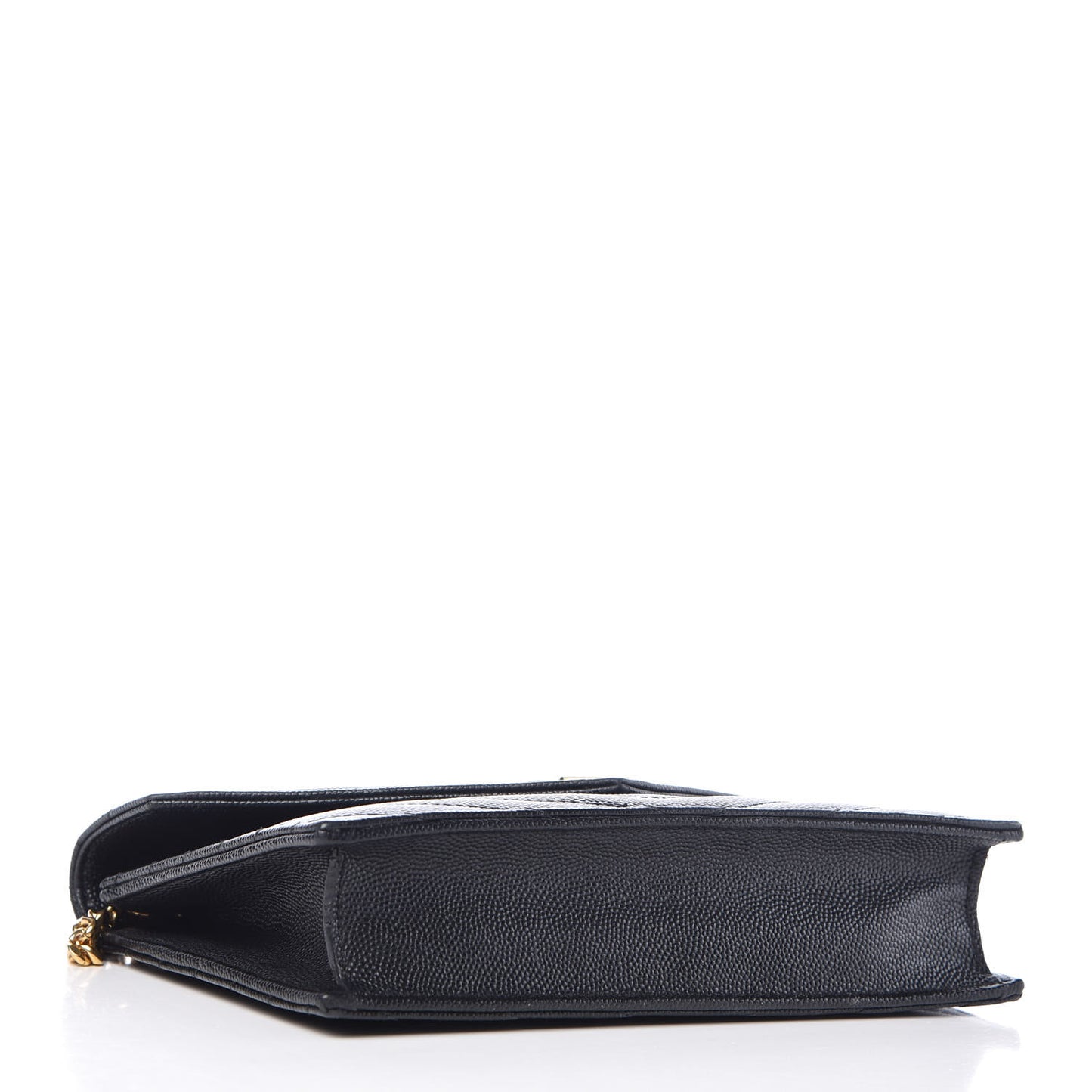 Grain De Poudre Matelasse Chevron Monogram Envelope Chain Wallet Black