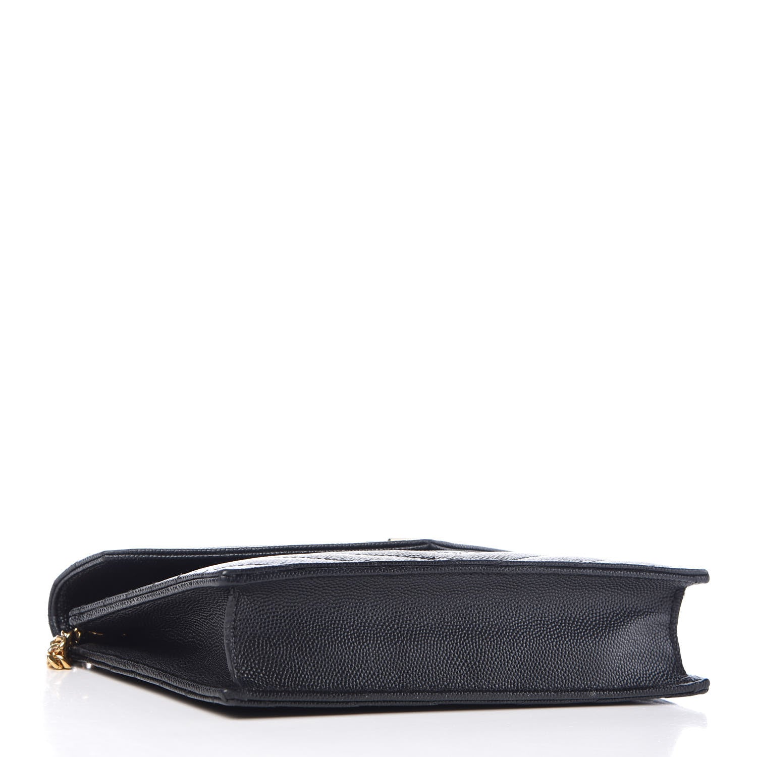 Saint Laurent Grain De Poudre Matelasse Chevron Monogram Envelope Chain Wallet Black 4 of 9