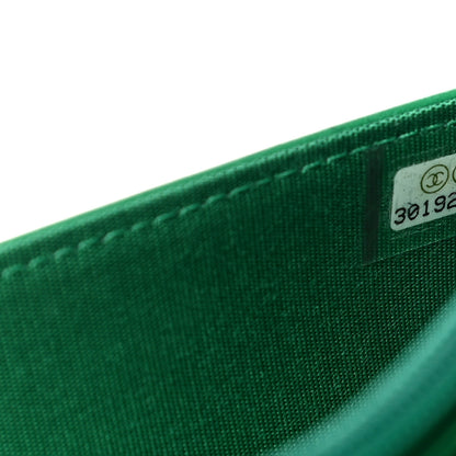 Chanel Caviar Quilted Boy Wallet On Chain WOC Green 7 of 10