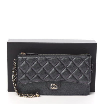 Chanel Iridescent Caviar Quilted Classic Pouch With Handle Black 8 of 8