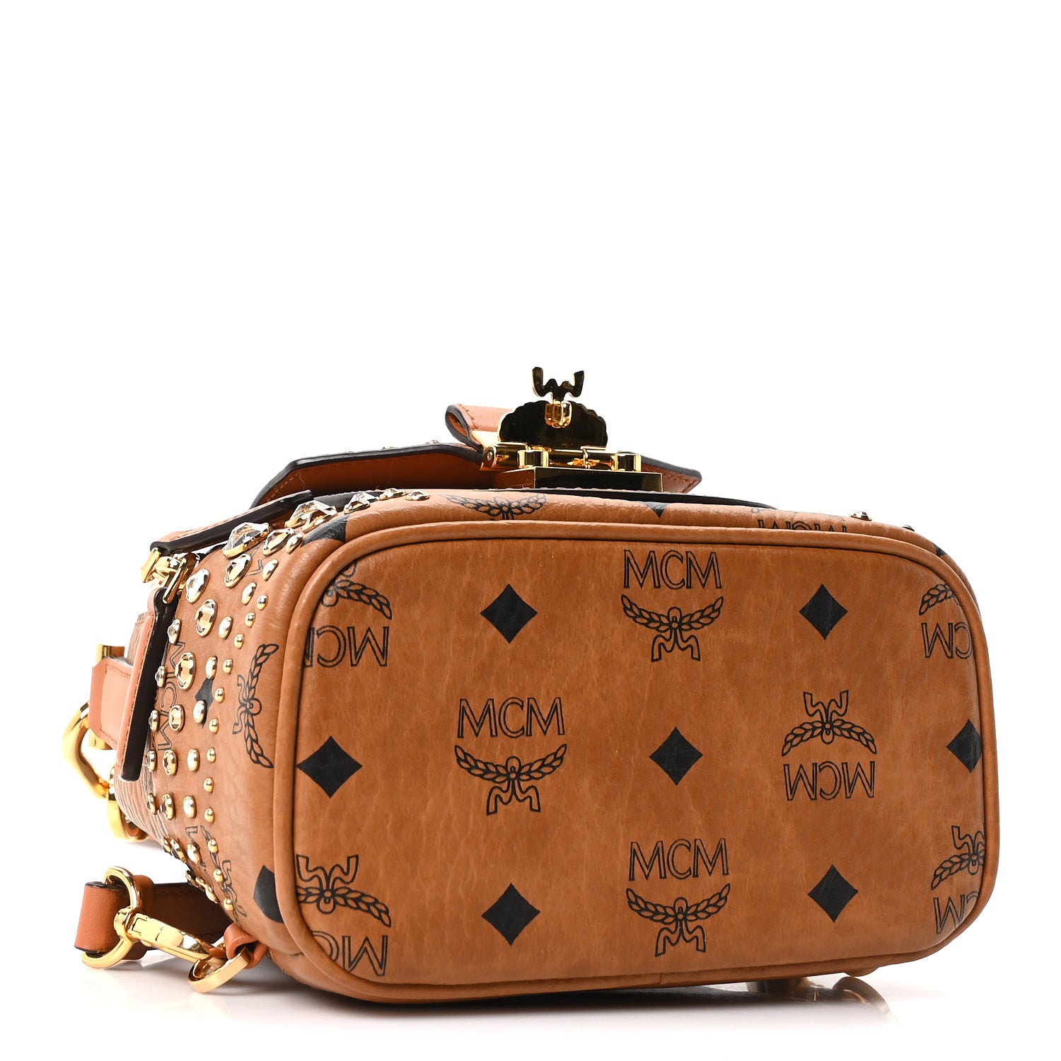 MCM Vistetos Crystal X-Mini Patricia Backpack Cognac 3 of 8