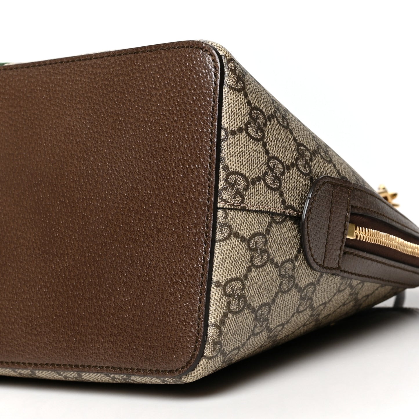 GG Supreme Monogram Web Medium Ophidia Top Handle Dome Bag Brown