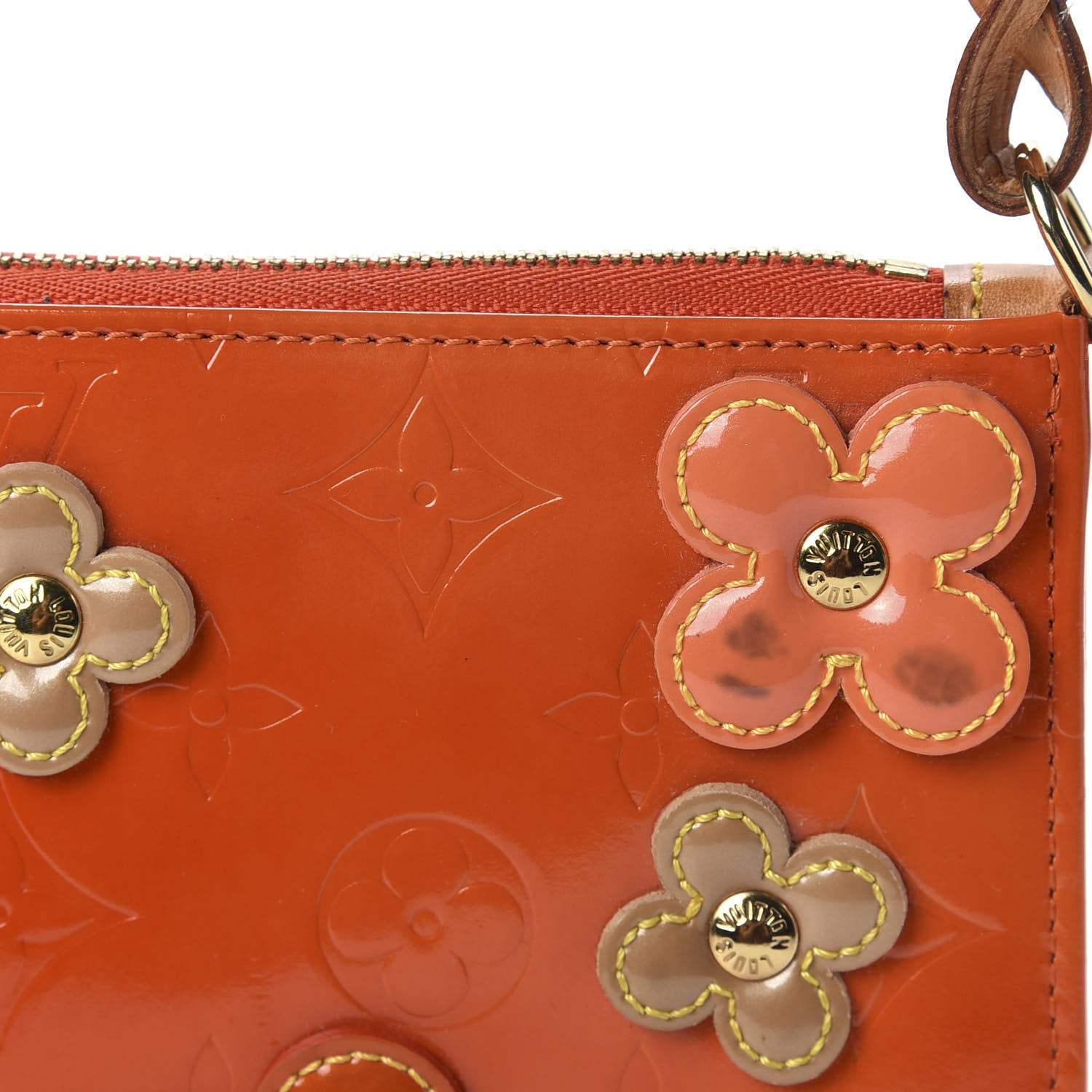 Louis Vuitton Vernis Lexington Fleurs Pochette Orange 8 of 10