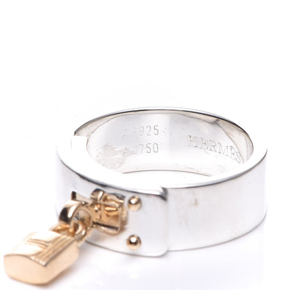 Hermes Sterling Silver 18K Yellow Gold Kelly Cadena Ring 54 6.25 13 of 17