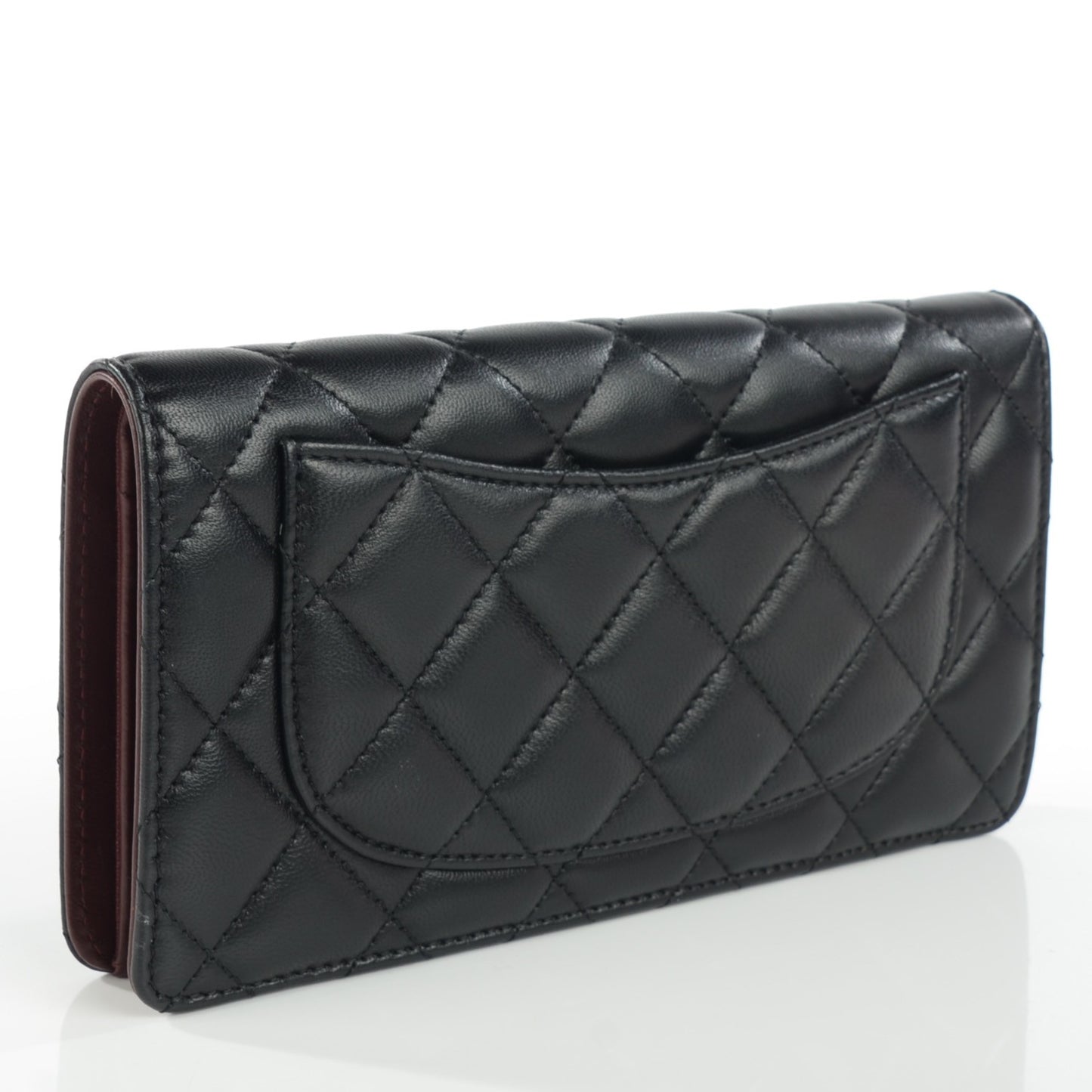 Lambskin Quilted Yen Wallet Black