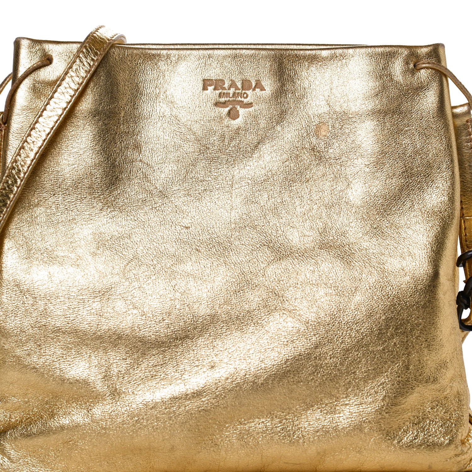 Prada Metallic Nappa Crossbody Gold 7 of 11