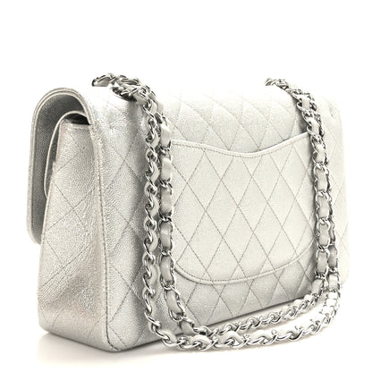 Chanel Glittered Metallic Caviar Quilted Medium Double Flap Silver 3 of 10