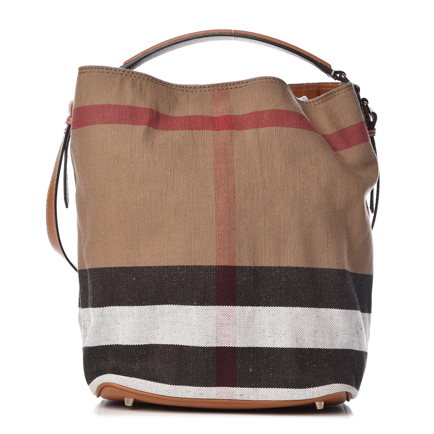 Burberry Canvas Mega Check Medium Ashby Hobo Saddle Brown 1 of 10