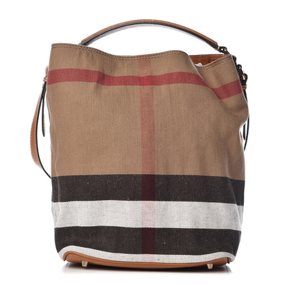 Burberry Canvas Mega Check Medium Ashby Hobo Saddle Brown 1 of 10