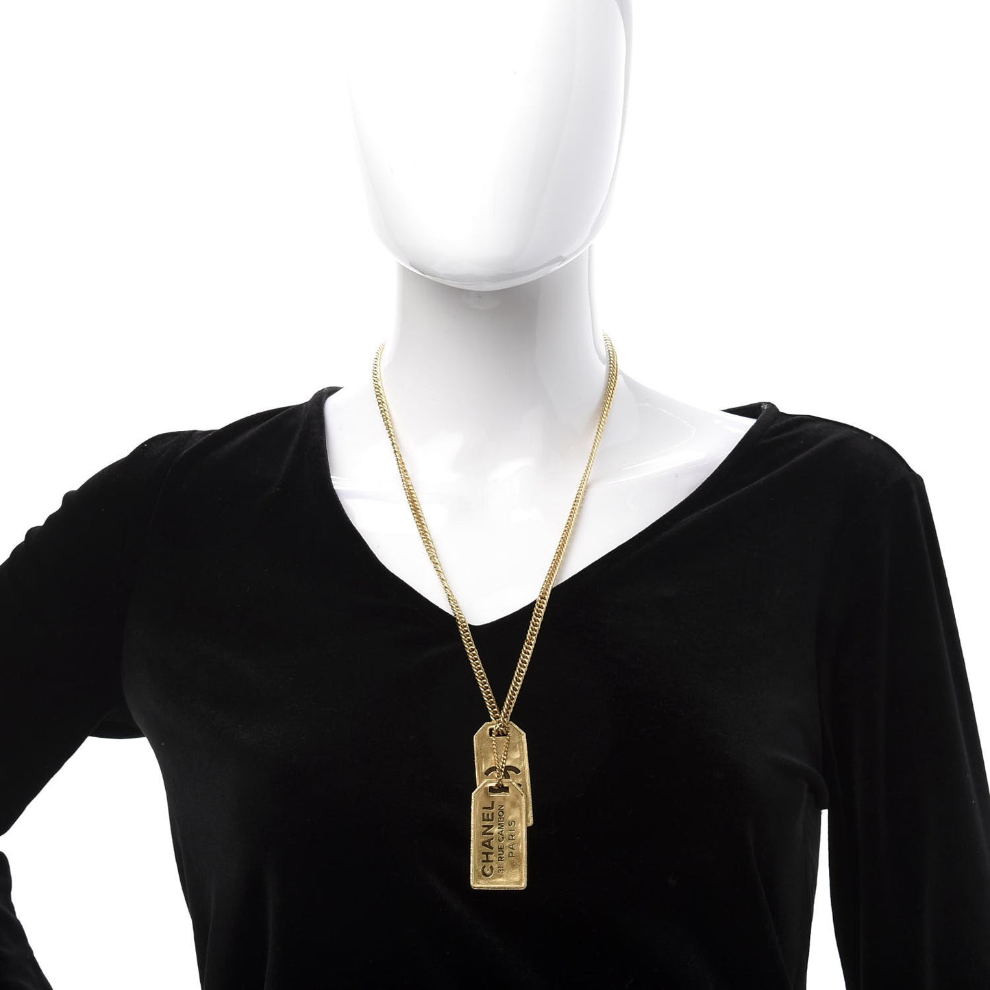 ID Dog Tag Charm Necklace Gold