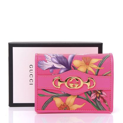 Gucci Calfskin Flora Print Zumi Card Case Fuxia Fluo 10 of 10