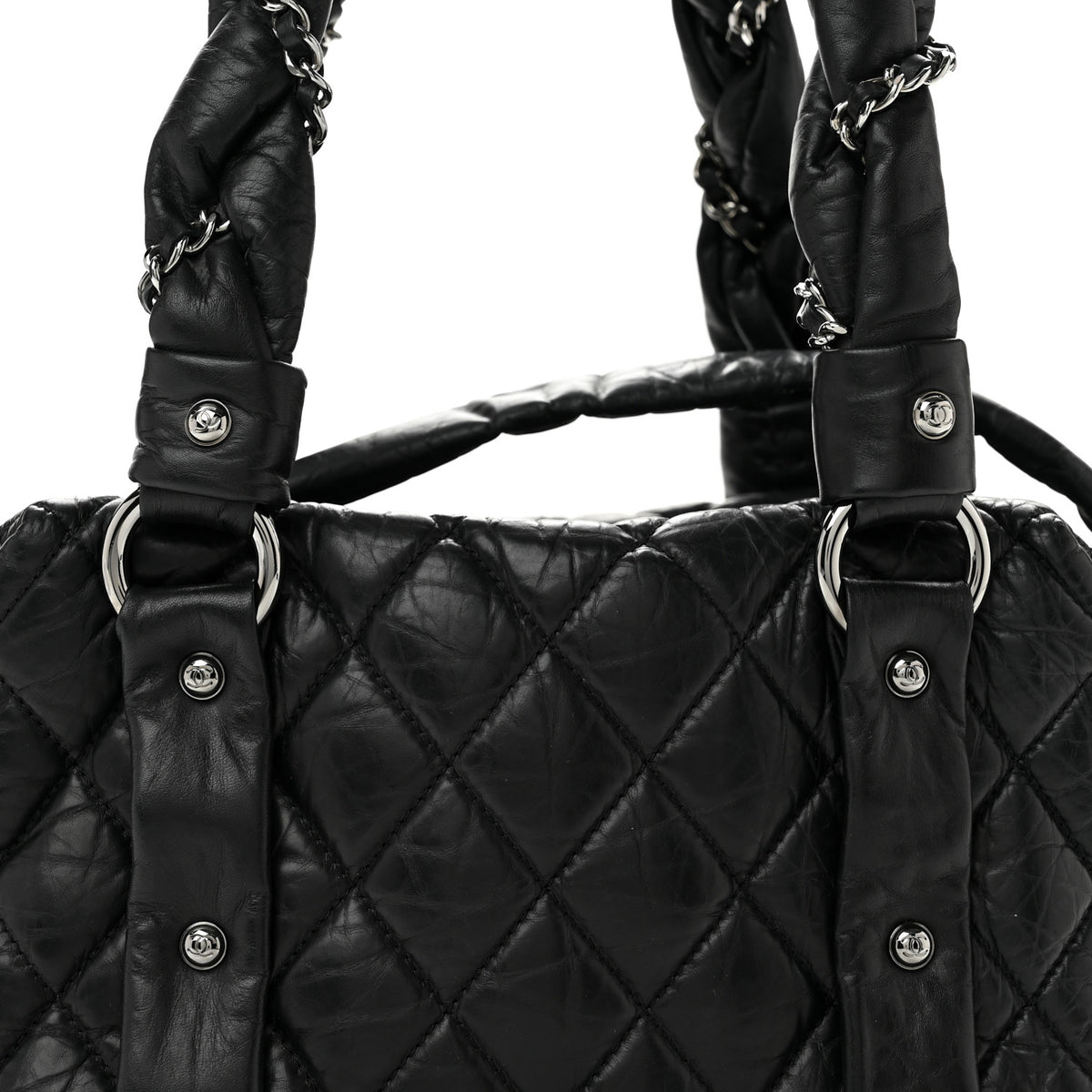 Chanel Distressed Lambskin Small Lady Braid Tote  Black 8 of 14