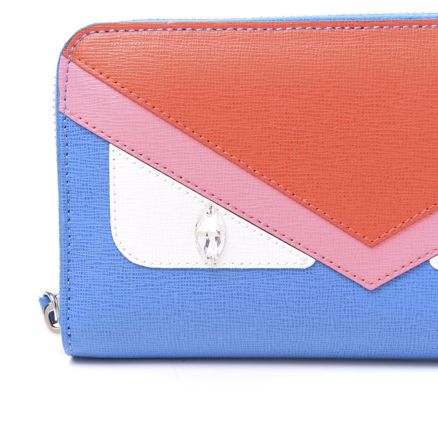 Vitello Elite Crystal Eye Monster Zip Around Wallet Royal Blue Papavero Multicolor