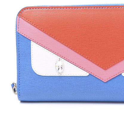 Fendi Vitello Elite Crystal Eye Monster Zip Around Wallet Royal Blue Papavero Multicolor 10 of 10