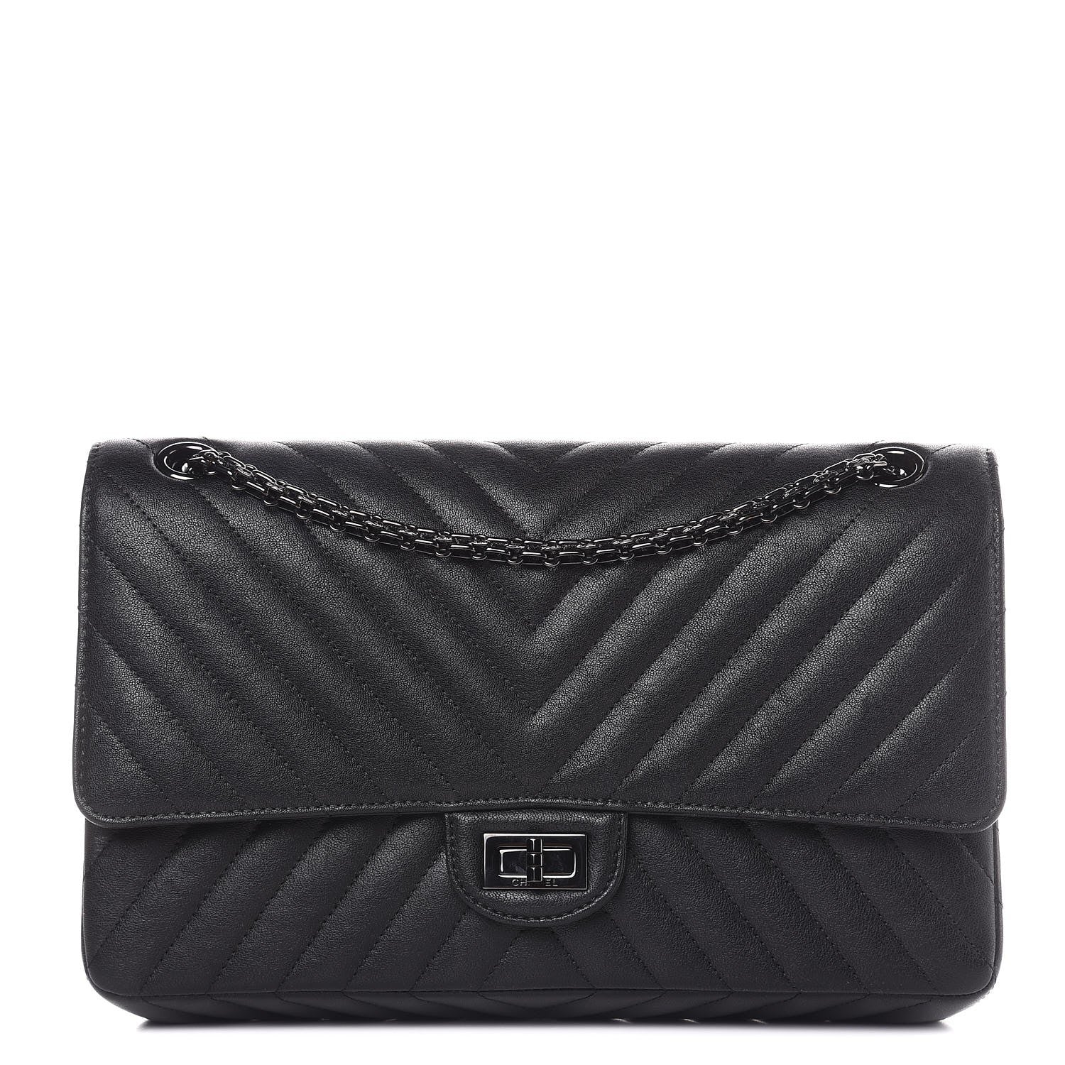 Chanel Sheepskin Chevron Quilted 2.55 Reissue 226 Flap So Black 1 of 10
