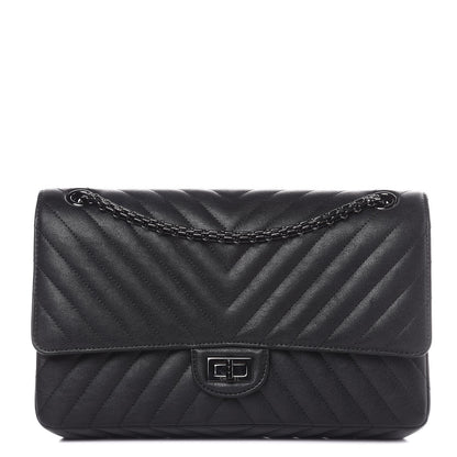 Chanel Sheepskin Chevron Quilted 2.55 Reissue 226 Flap So Black 1 of 10