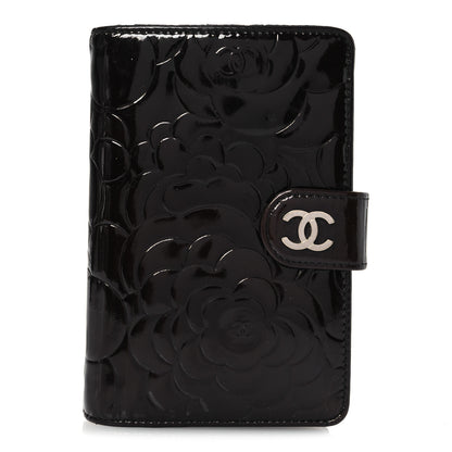 Chanel Patent Camellia Embossed Zipped Pocket Wallet Brown 1 of 13