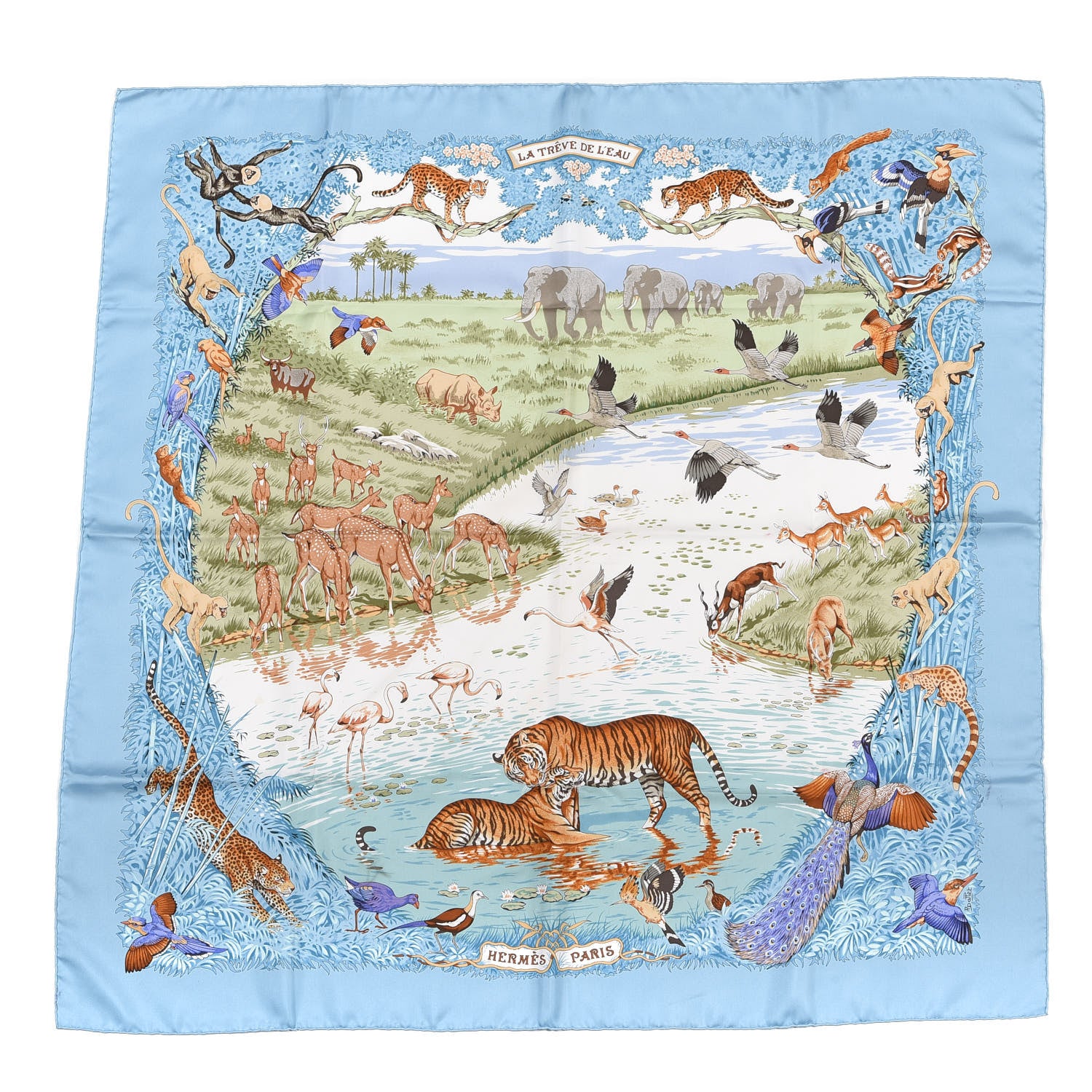 Hermes Silk La Treve De L'eau Scarf 90 1 of 6