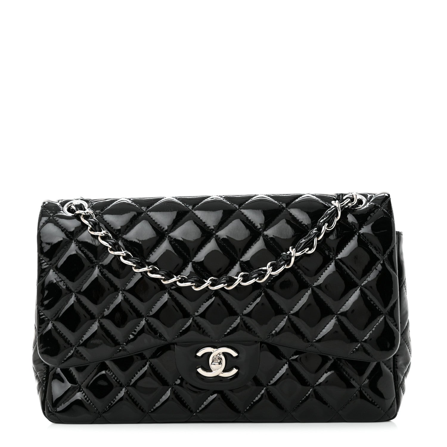 Chanel Patent Quilted Jumbo Double Flap Black 1 of 15
