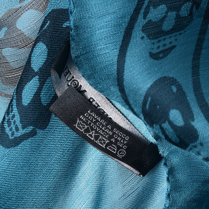 Alexander McQueen Silk Chiffon Skull Scarf Petroleum Blue 6 of 6
