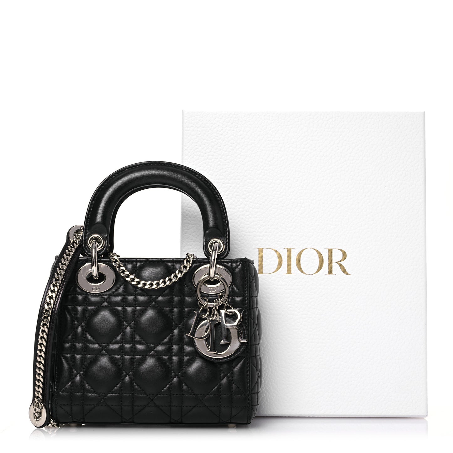 Lambskin Cannage Mini Lady Dior Black