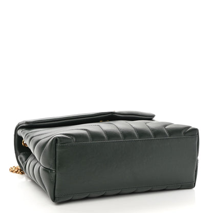 Saint Laurent Calfskin Y Quilted Monogram Small Loulou Chain Satchel Olive 3 of 10