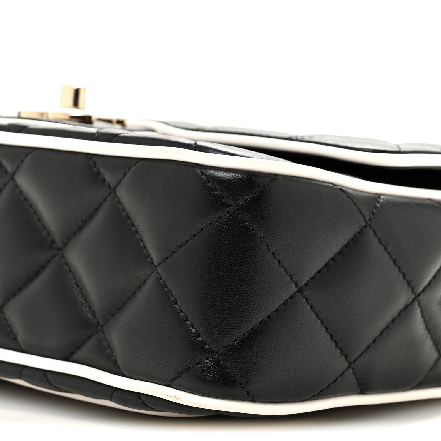 Chanel Lambskin Quilted Resin Graphic Frame Flap Bag Black White 10 of 11