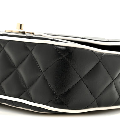 Chanel Lambskin Quilted Resin Graphic Frame Flap Bag Black White 10 of 11